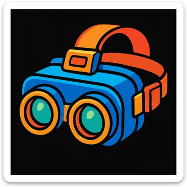 cartoon night vision goggles, vibrant colors, playful style, black background sticker