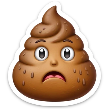 sad disappointed poop character sticker
