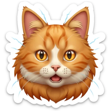 A very cute cat that got shocked from electricity, electric shocks around it sticker