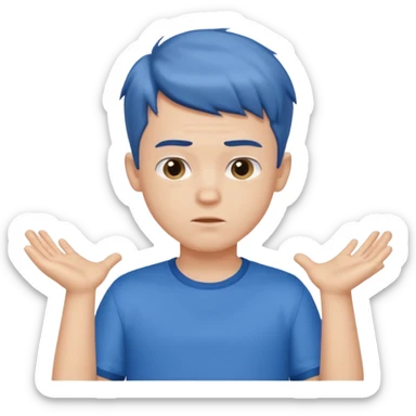 cute boy shrugging his shoulder, boy have good haircut puff style sticker