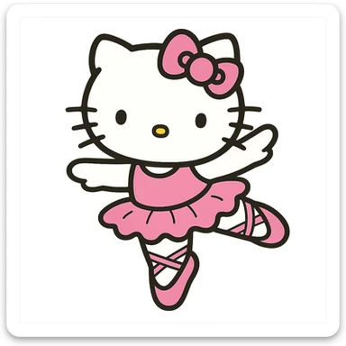 Hello Kitty performing a ballet pose, wearing a bow and tutu sticker
