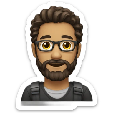 dev-beard-brunette-wavyhair-working sticker