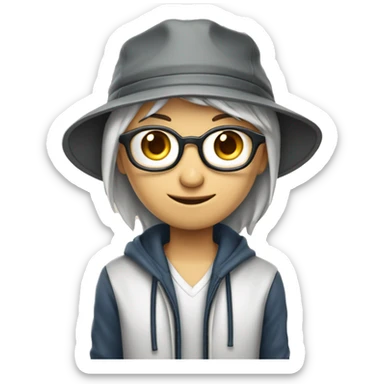 profesor guiñando el ojo estilo manga, utiliza ropa casual y un  gorra  sticker
