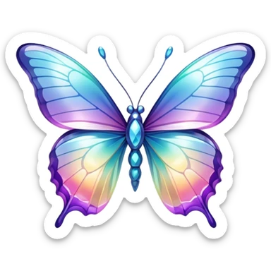 Transparent Shiny Glossy Pastel Gradient Hue Iridescent Crystal Butterfly sticker