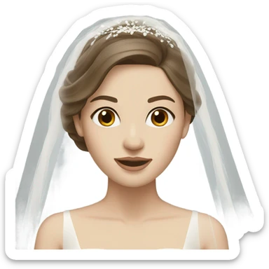 Bride in dress and long veil, pale skin and brown hair sticker