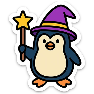 penguin wizard sticker