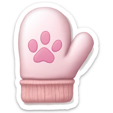 pale pink mittens with paw print and pale pink bow sticker