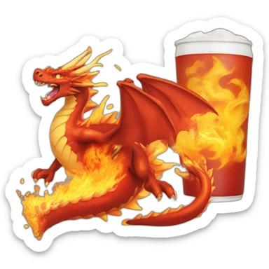 Dragón con fuego en la cola sticker
