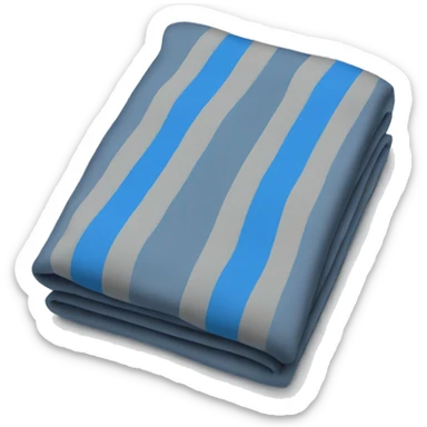A folded grey blanket with blue stripes  sticker