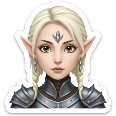 ESO female dark elf warrior with lashes and earrings sticker