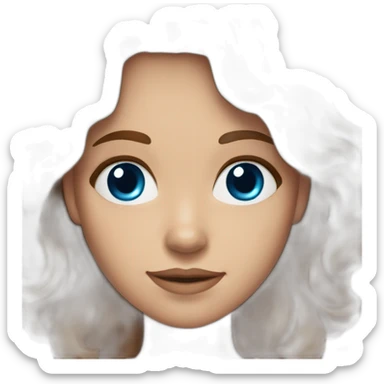 Girl (blue eyes and brown wavy hair) having a heptagonal shaped  face  sticker