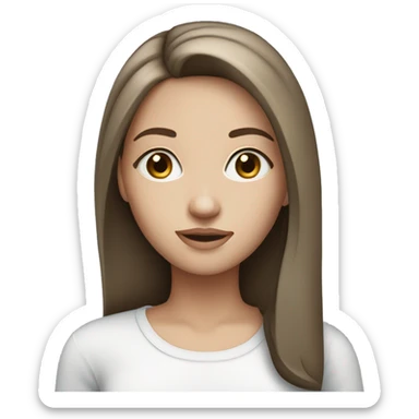 brunette girl with straight hair and blue eyes sticker