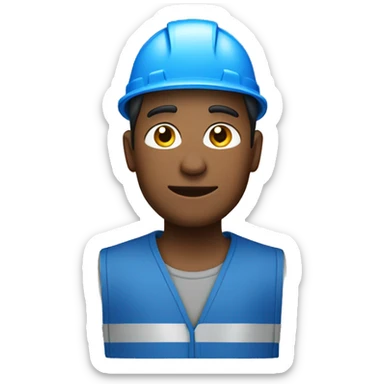construction worker with hat and blue work wear sticker