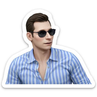 boy in striped shirt outdoors sticker