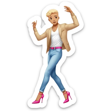 Boy wearing heels and dancing in victorias secret sticker
