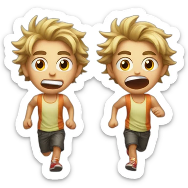 Stupid mad boy with his tongue out and he is running sticker