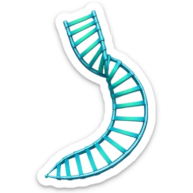 A single helical ribbon representing mRNA, twisting smoothly like a corkscrew or spiral staircase but with only one ribbon; no ladder rungs, no paired bases, no second strand.  Focus on one continuous strand only.” sticker