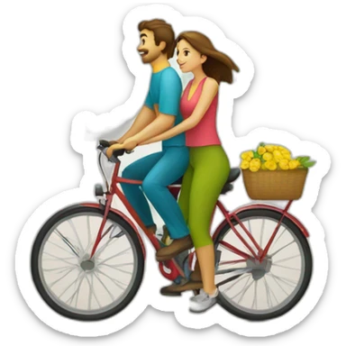 hombre en bicicleta y mujer en  bicicleta sticker