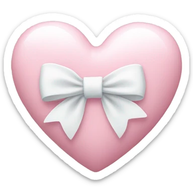 Pastel pink heart with white bow sticker