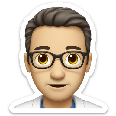 science teacher with white skin dark hair brown eyes big eyes sticker