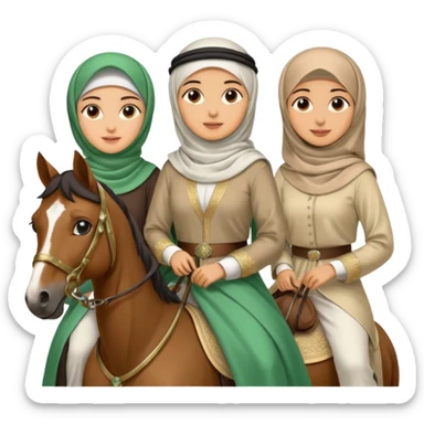 Hijabi women and saudi men on horses sticker