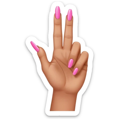 Brown hand sticking up middle finger with pink nail polish sticker