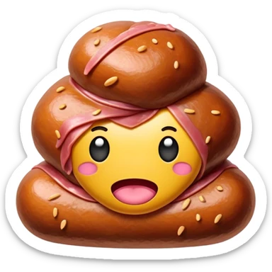 kawaii poop EMOJI made of SPAM MEAT sticker