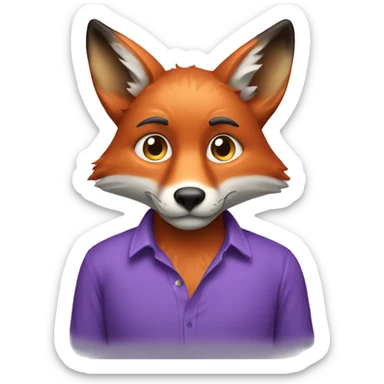 Fox wearing a purple shirt saying BW sticker
