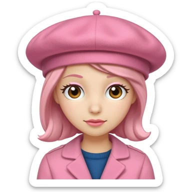 a pink beret hat sticker