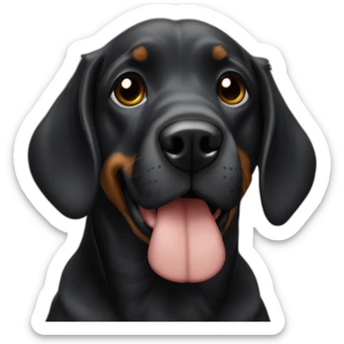 rosto cachorro salsicha preto com bolinha sticker