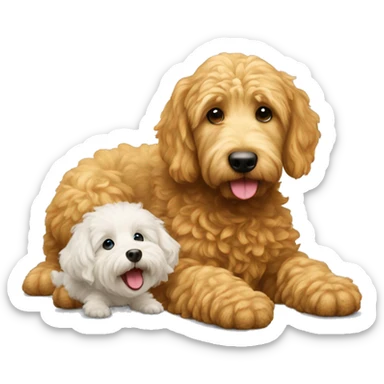 Golden doodle and a grub had a baby sticker