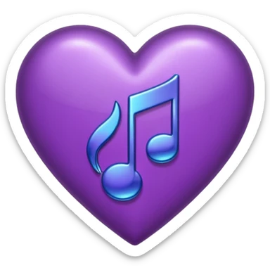 purple heart with a music note sticker