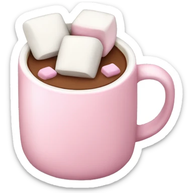 Light Pink mug of hot chocolate with marshmallows  sticker