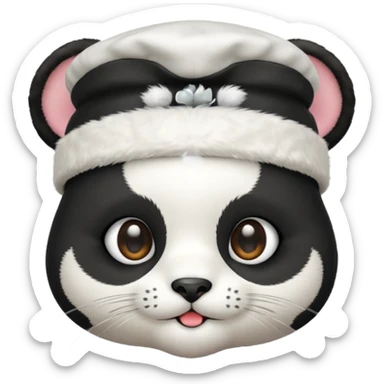 cute panda cat head with white cook hat sticker
