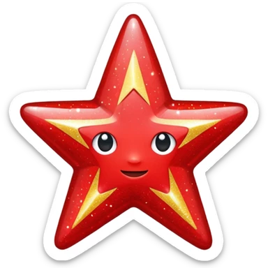 red star glitter sticker