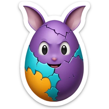 easter egg with bat sticker