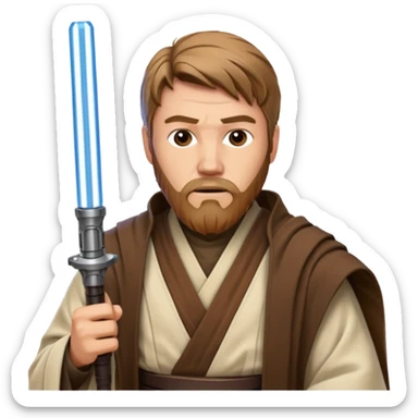 star wars master kenobi with lightsaber sticker