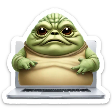 Jabba the Hutt from Star Wars with a laptop sticker