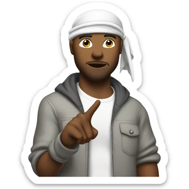 A gangster with durag on that saggs his pans and doese a pistol jesture sticker