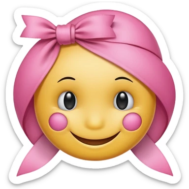 A smiley getting shy and a pookie ribben on his head this smiley 😁 sticker