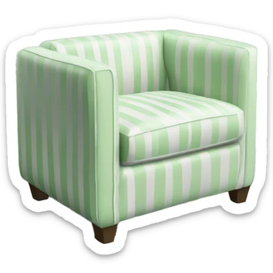 Striped pastel green and white sofa chair with square back sticker