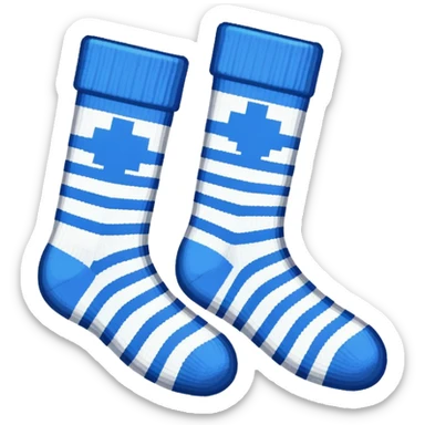 A pair of socks emoji, drawn with an 8-bit pixelated look, similar to early video game sprites. sticker
