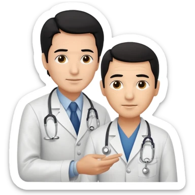 doctor black hair attending to a old man  sticker