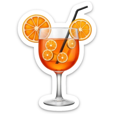 Mach mir einen Aperol in Emoji Stil - eine Orangenscheibe im Glas und ein Strohhalm - keine Deko  sticker