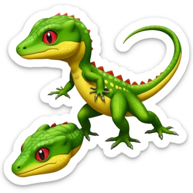 lizard-Salandit-Gecko-Treecko-Kecleon-Fakémon-Pokémon-hybrid-creature (full body)  sticker