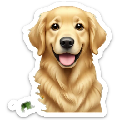 christmas golden retriever with christmas tree  sticker