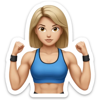 powerful woman fitness dark blonde hair white skin sticker