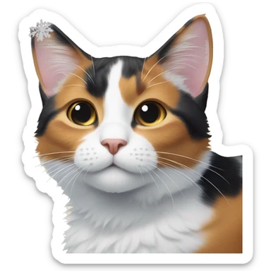 Aesthetic calico cat in the snow sticker