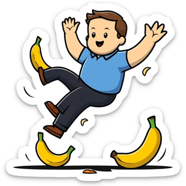 JD Vance falling backwards with one foot slipping on a single banana peel on the ground sticker