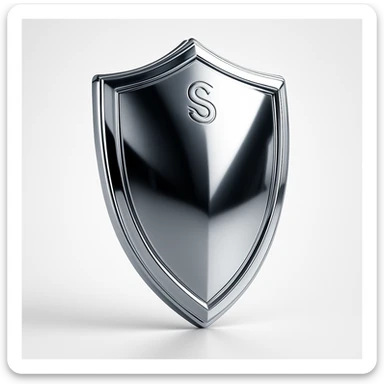 chrome style shield with beveled edges, high gloss, sleek sticker